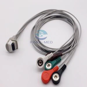 5 олово 10 пина Mortara H3 ЕКГ Holter кабел за щракване